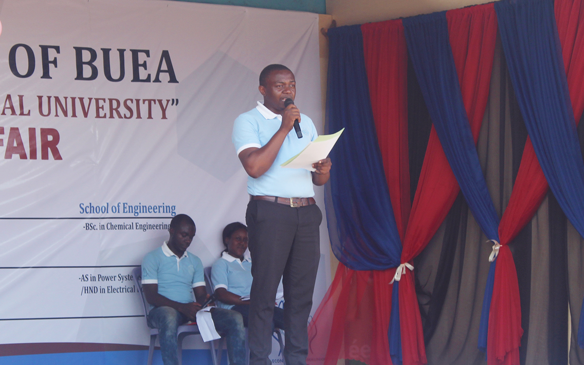 Dr Fabrice, Director CUIB Douala campus addressing the audience during the closing ceremony